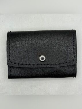 Handmade Genuine Leather Snap Pouch Wallet Black Minimalist